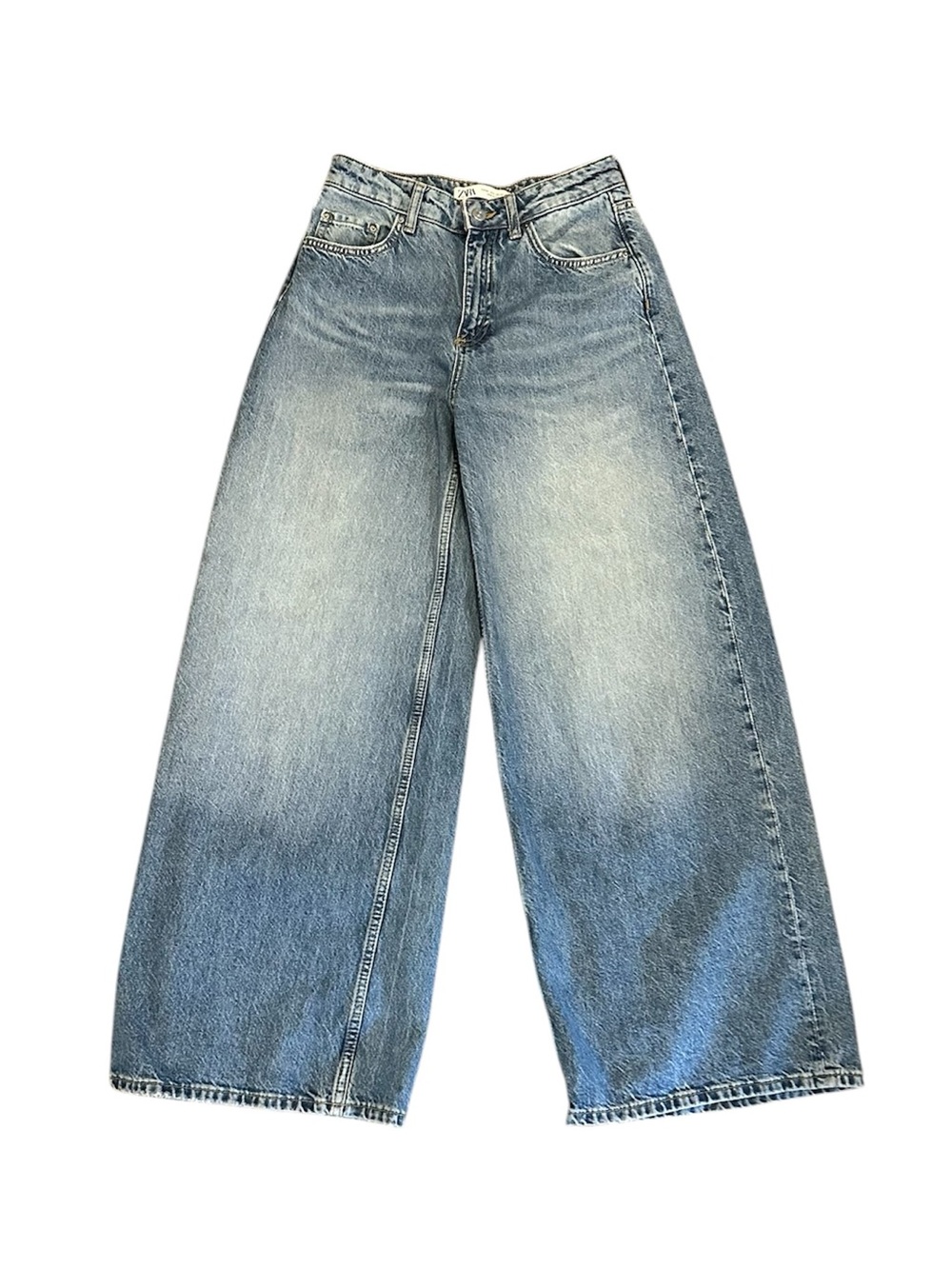 Zara Light Blue Ultra Wide-Leg Jeans